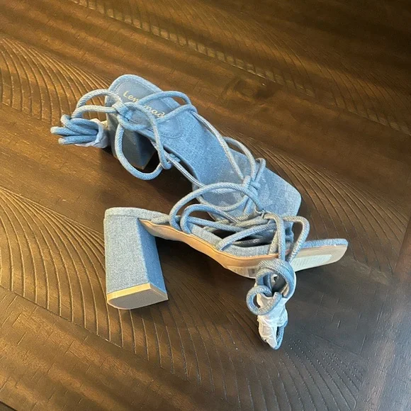 Denim strappy block heel - Picture 3 of 4